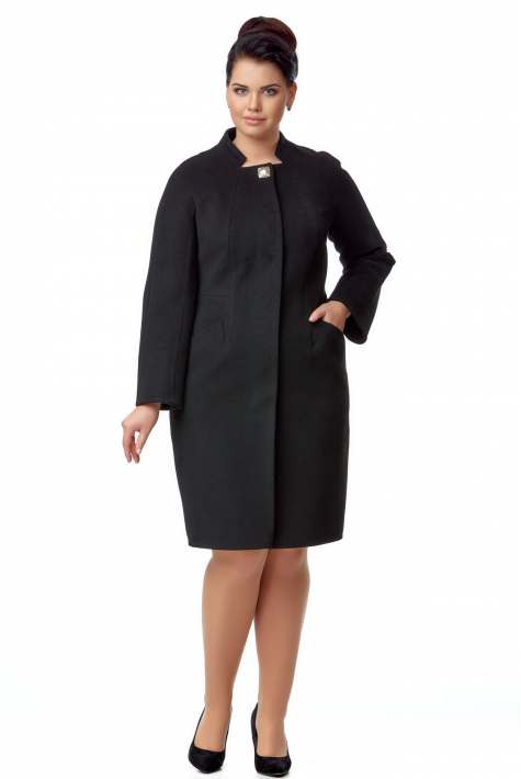 Женское пальто из текстиля с воротником 8000933