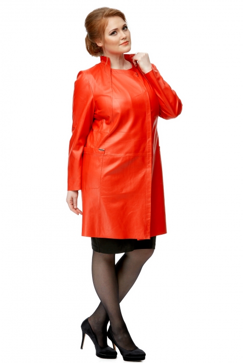 Женское кожаное пальто из натуральной кожи с воротником 8002462