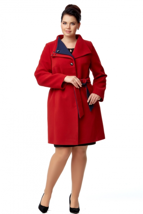 Женское пальто из текстиля с воротником 8009902