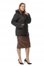 Пуховик женский из текстиля с капюшоном, отделка песец 8020907-2