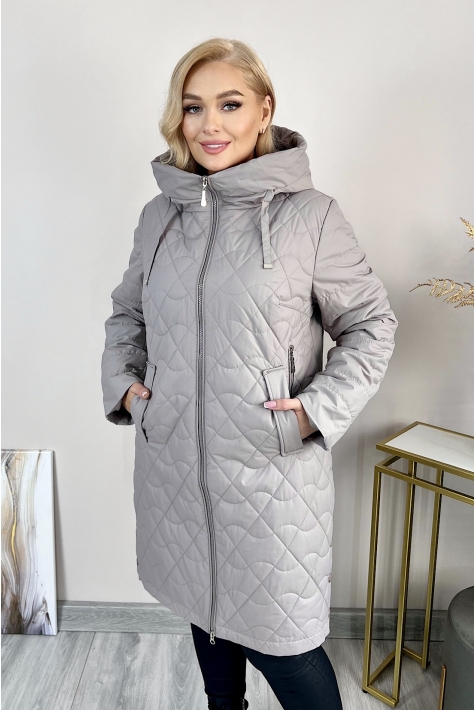 Женское пальто из текстиля с капюшоном 8024048